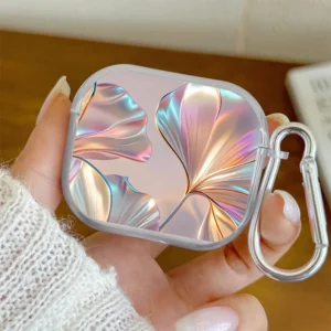 Iridescent Ginkgo Leaf Earbuds Case for AirPods 4/3/2/1 Earphone Case For AirPods Pro3/Pro2/Pro Clear Soft TPU Protective Cover