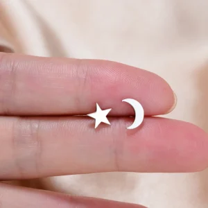 Stainless Steel Mini Earrings Girls Minimalist Punk Gold Color Coconut Tree Dolphin Star Moon Stud Earring Party Jewelry Brincos