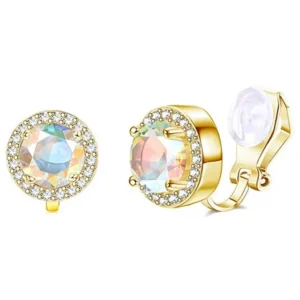 1Pair Candy Color Colorful Geometry Zircon Pearl Earrings European Style Earclip Earnail Women Ear Clip Fake Piercing Earring