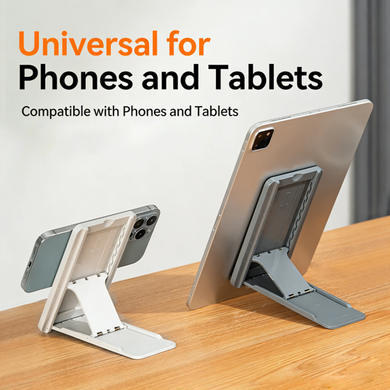 Magnetic Foldable Phone Tablet Stand - Multi-Angle Adjustable Desktop Holder for iPad iPhone Samsung and All Mobile Devices