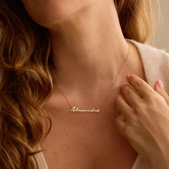 Personalized Name Necklace Custom Fashion Simple Stainless Steel Letter Gold Color Choker Necklace Pendant Nameplate Gifts