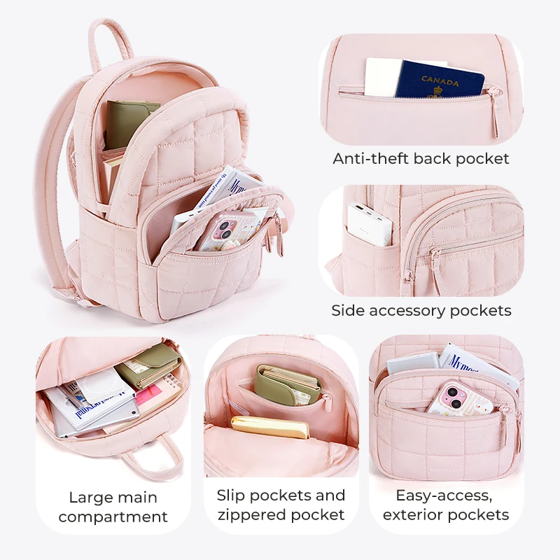 BAGSMART Small Backpacks Women Cute Girl College Book Bag Multi-function Mini Daypack for leisure Travel Simple Female Backpack