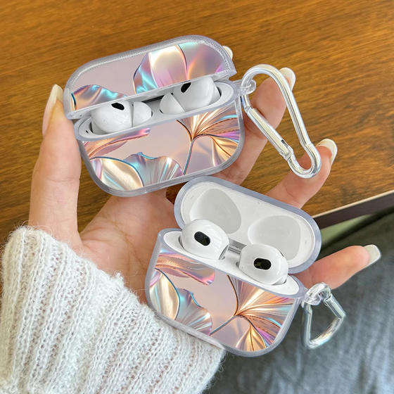 Iridescent Ginkgo Leaf Earbuds Case for AirPods 4/3/2/1 Earphone Case For AirPods Pro3/Pro2/Pro Clear Soft TPU Protective Cover