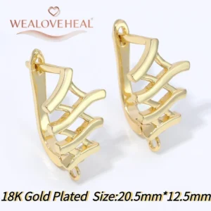 18K Gold Plated Brass Fan Shape Flower Lever Back Earring Hooks, Pave Zircon Yellow Daisy Ear Wire for DIY Jewelry Findings