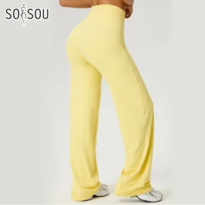 SOISOU High Waist Straight-Leg Pants Ultra Soft Butter Fabric Women's High Elastic Yoga Pants Running Sport Trousers 8 Colors