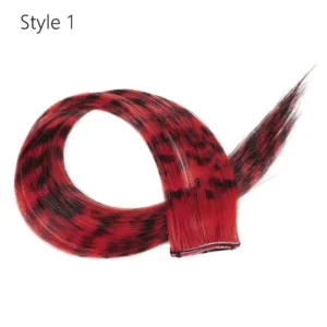 Stripe Printed Clip in Hair Extensions Colorful Synthetic Hair Highlights 18 Inches Straight Wig Hairpieces for Daily Use Party