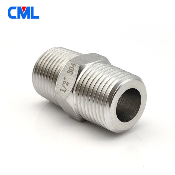 High Pressure 1/8" 1/4" 3/8" 1/2" 3/4" BSP NPT BSPT Hex Nipple 304 Stainless Steel Equal Double Head Male Threaded Pipe Fittings