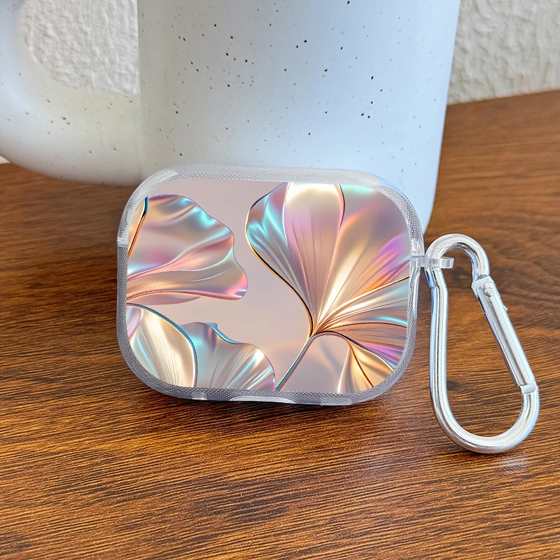 Iridescent Ginkgo Leaf Earbuds Case for AirPods 4/3/2/1 Earphone Case For AirPods Pro3/Pro2/Pro Clear Soft TPU Protective Cover