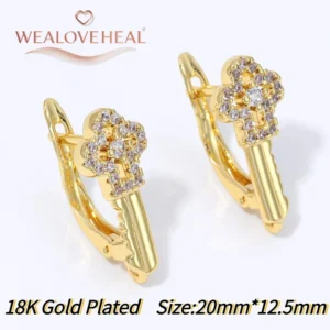 18K Gold Plated Brass Fan Shape Flower Lever Back Earring Hooks, Pave Zircon Yellow Daisy Ear Wire for DIY Jewelry Findings