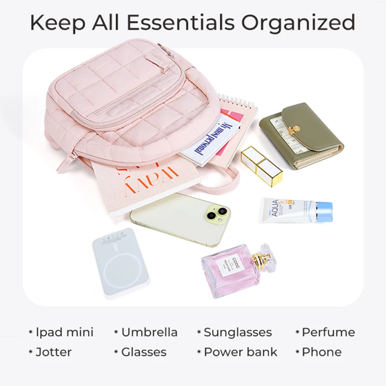 BAGSMART Small Backpacks Women Cute Girl College Book Bag Multi-function Mini Daypack for leisure Travel Simple Female Backpack
