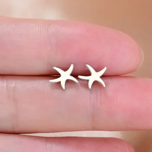 Stainless Steel Mini Earrings Girls Minimalist Punk Gold Color Coconut Tree Dolphin Star Moon Stud Earring Party Jewelry Brincos