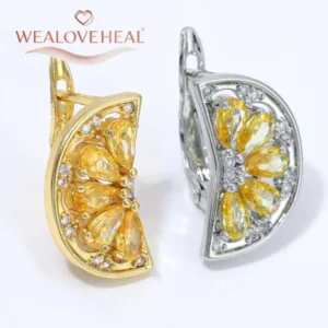 18K Gold Plated Brass Fan Shape Flower Lever Back Earring Hooks, Pave Zircon Yellow Daisy Ear Wire for DIY Jewelry Findings