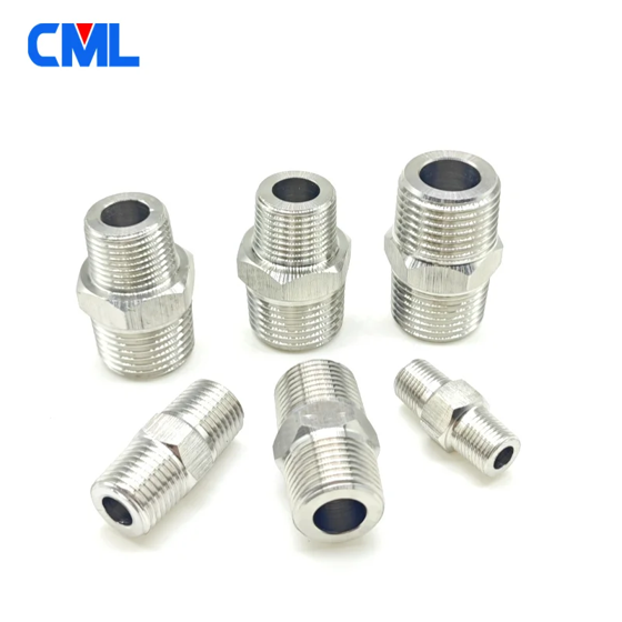 High Pressure 1/8" 1/4" 3/8" 1/2" 3/4" BSP NPT BSPT Hex Nipple 304 Stainless Steel Equal Double Head Male Threaded Pipe Fittings