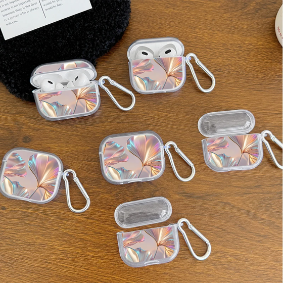 Iridescent Ginkgo Leaf Earbuds Case for AirPods 4/3/2/1 Earphone Case For AirPods Pro3/Pro2/Pro Clear Soft TPU Protective Cover