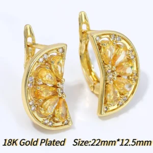 18K Gold Plated Brass Fan Shape Flower Lever Back Earring Hooks, Pave Zircon Yellow Daisy Ear Wire for DIY Jewelry Findings