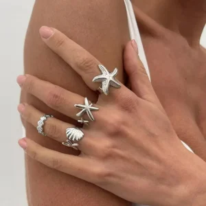 10Pcs/Set Geometric Trendy Gold Silver Color Cuff Rings Set for Women Girl Metallic Stainless Steel Minimalism Fashion Chic Ring