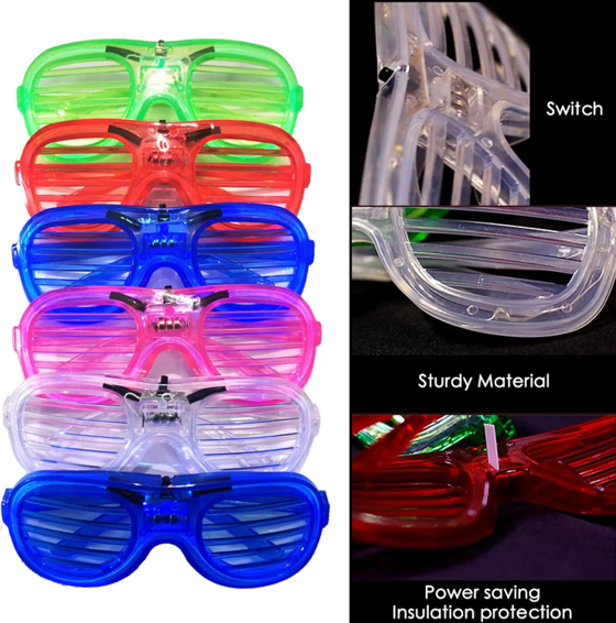 Wholesale Price Wedding Glasses Costumes Accessory Glasses Bar Dance Night Sunglasses Flashing Neon Shutter Glasses