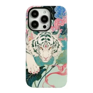 Traditional Chinese Painting Artistic White Tiger Mythical Phone Case for iPhone 17 16 15 14 11 12 13 Pro Max Plus Back Cover