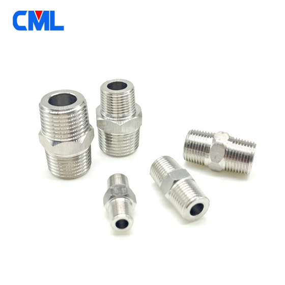 High Pressure 1/8" 1/4" 3/8" 1/2" 3/4" BSP NPT BSPT Hex Nipple 304 Stainless Steel Equal Double Head Male Threaded Pipe Fittings