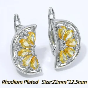 18K Gold Plated Brass Fan Shape Flower Lever Back Earring Hooks, Pave Zircon Yellow Daisy Ear Wire for DIY Jewelry Findings