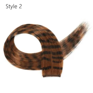 Stripe Printed Clip in Hair Extensions Colorful Synthetic Hair Highlights 18 Inches Straight Wig Hairpieces for Daily Use Party