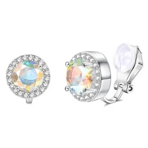 1Pair Candy Color Colorful Geometry Zircon Pearl Earrings European Style Earclip Earnail Women Ear Clip Fake Piercing Earring