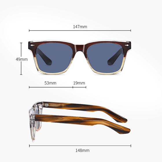 Swanwick TR90 Retro Polarized Sunglasses Men Acetate Square Sun Glasses for Women Unisex UV400 Grey Black European Style
