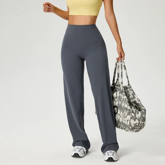 SOISOU High Waist Straight-Leg Pants Ultra Soft Butter Fabric Women's High Elastic Yoga Pants Running Sport Trousers 8 Colors