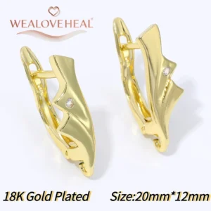 18K Gold Plated Brass Fan Shape Flower Lever Back Earring Hooks, Pave Zircon Yellow Daisy Ear Wire for DIY Jewelry Findings