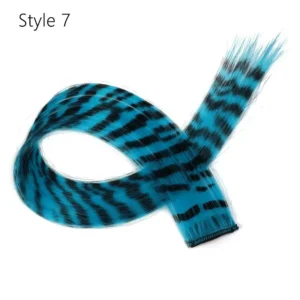 Stripe Printed Clip in Hair Extensions Colorful Synthetic Hair Highlights 18 Inches Straight Wig Hairpieces for Daily Use Party